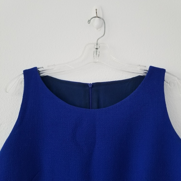 🌸 Akris Wool Crepe Double-Face Sleeveless Sheath Dress in Royal Blue Size 8 - Picture 3 of 10